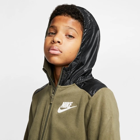 Nike SPORTSWEAR WINTERIZED FULL-ZIP HOODIE Youth Green & Black Size Large - Picture 3 of 14